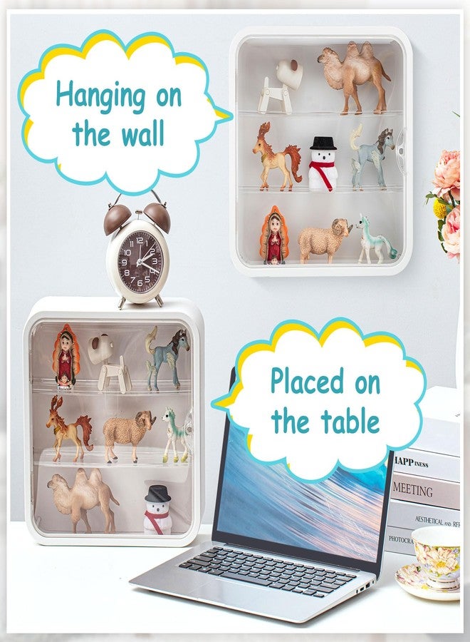 Menkxi 2 Pcs Display Case for Figures 3 Tiers Doll Storage Box Wall Mounted Clear Box Dust Proof Display Cabinet Organizer with Magnetic Door for Mini Toys Action Figures Collectibles, White - Image 3